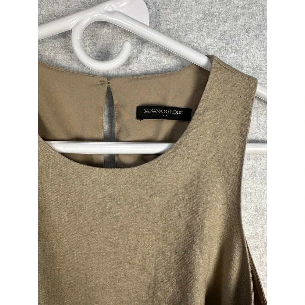 Banana Republic Linen Cotton Cropped Jumpsuit-Size 8 Belted Beige Minimalist